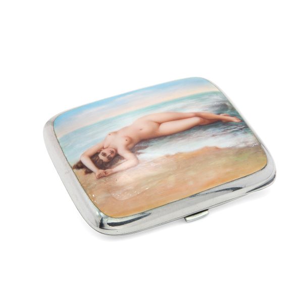 Lot 085 - English cigarette case and enamel-painted Venus