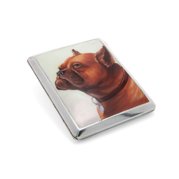 Lot 086 - Cigarette case with dog's head