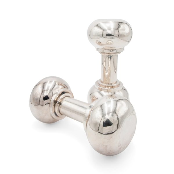 Lot 095 - A pair of Asprey & Co. Art Deco silverplate Dumbbell cocktail shaker
