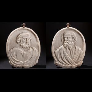 Lot 014 - Pair of marble medallions, Italy late 17th century
