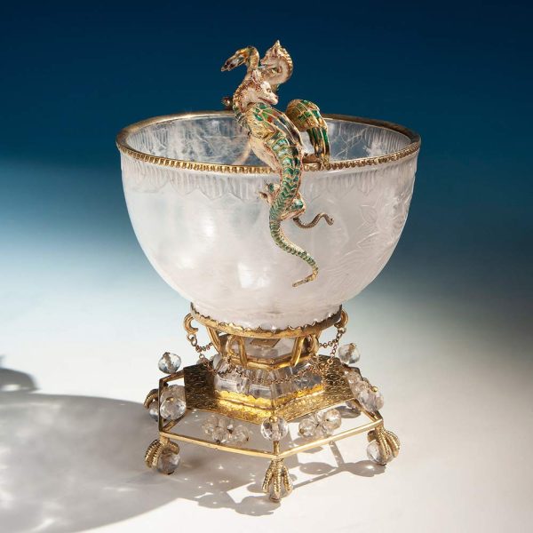Lot 040 - Rock crystal goblet with two handles, Austria early 19th century