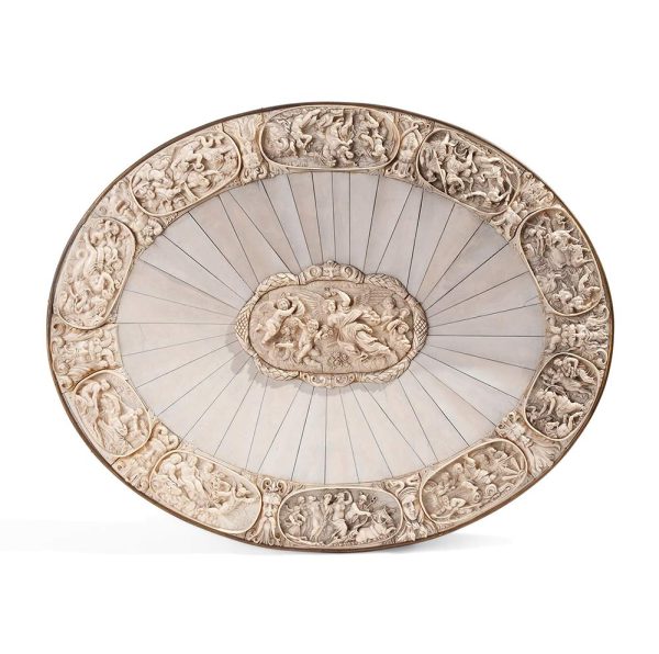 Lot 063 - Large oval ivory dish, Germany first half of the 19th century