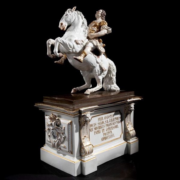 Lot 070 - Remarkable equestrian portrait of Frederick Augustus II of Saxony, Meissen 19th century