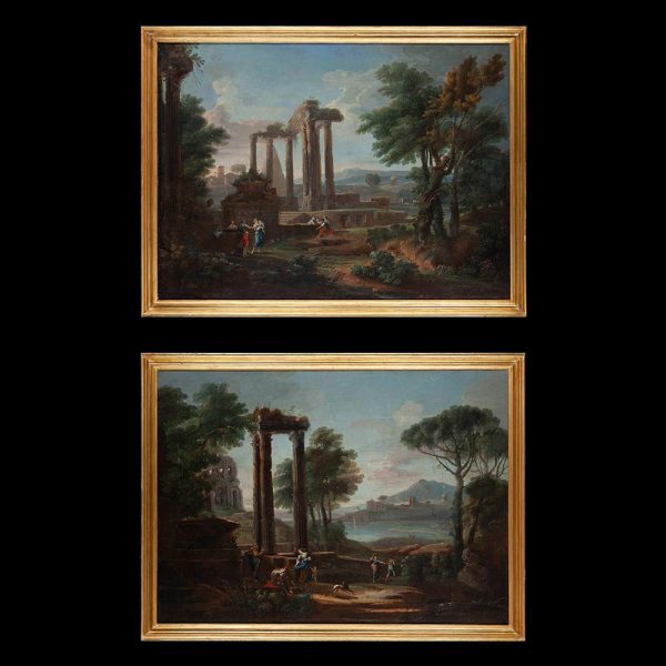 Lot 082 - Charles Louis Clerissau (Paris 1721 - Auteuil-Neully-Passy 1820), Couple of landscapes with ruins