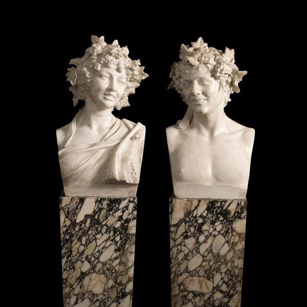 Lot 084 - Pair of busts depicting Bacchus, late 19th century