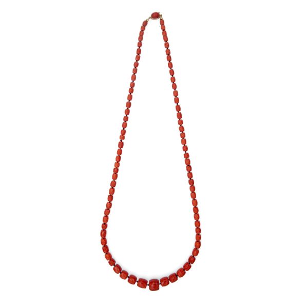Lot 110 Mediterranean coral barrel-beaded necklace