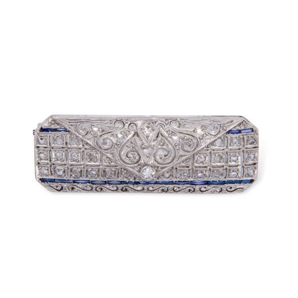 Lot 028 Brooch made of platinum, diamonds and sapphires